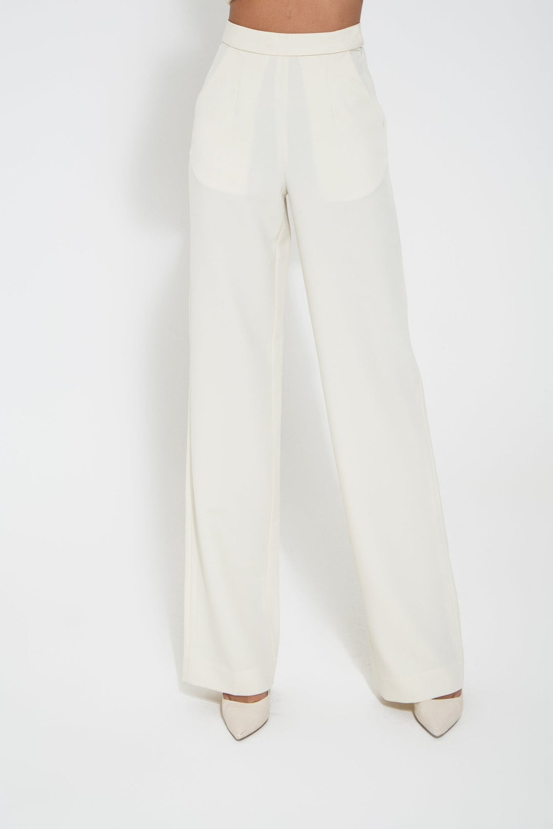 Hassana- High Rise Straight Leg Luxurious Crepe Trouser In Off White