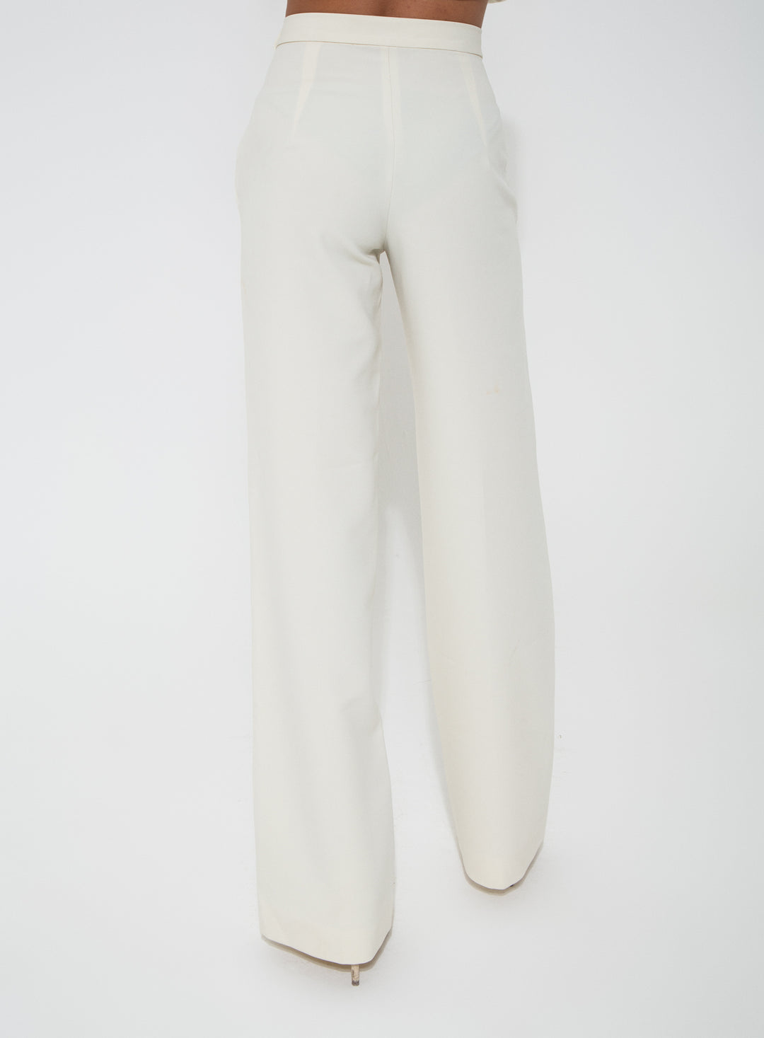 Hassana- High Rise Straight Leg Luxurious Crepe Trouser In Off White