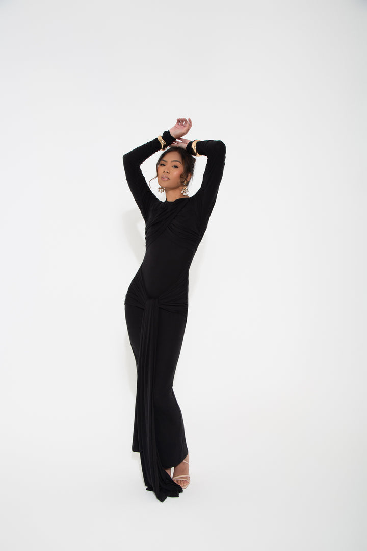 Remy- Long Stretchy Cupro Spandex Maxi Dress