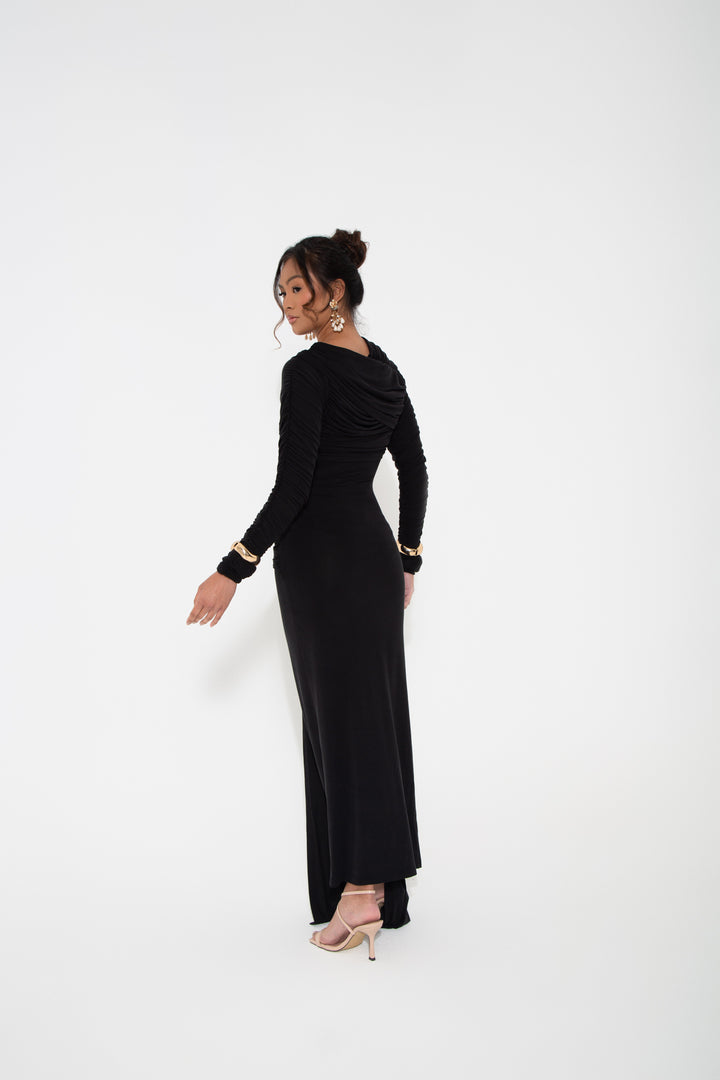 Remy- Long Stretchy Cupro Spandex Maxi Dress