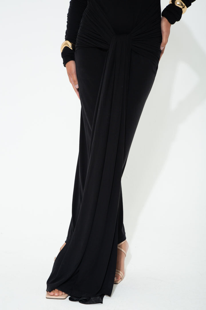 Remy- Long Stretchy Cupro Spandex Maxi Dress