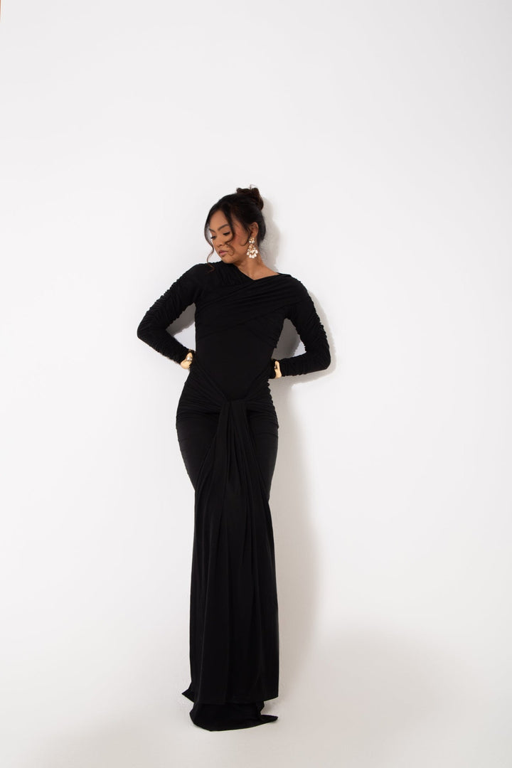 Remy- Long Stretchy Cupro Spandex Maxi Dress