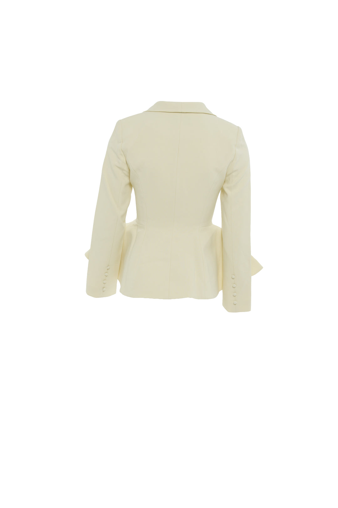 Hassana - Peplum luxurious Structured Crepe Blazer- In Off White