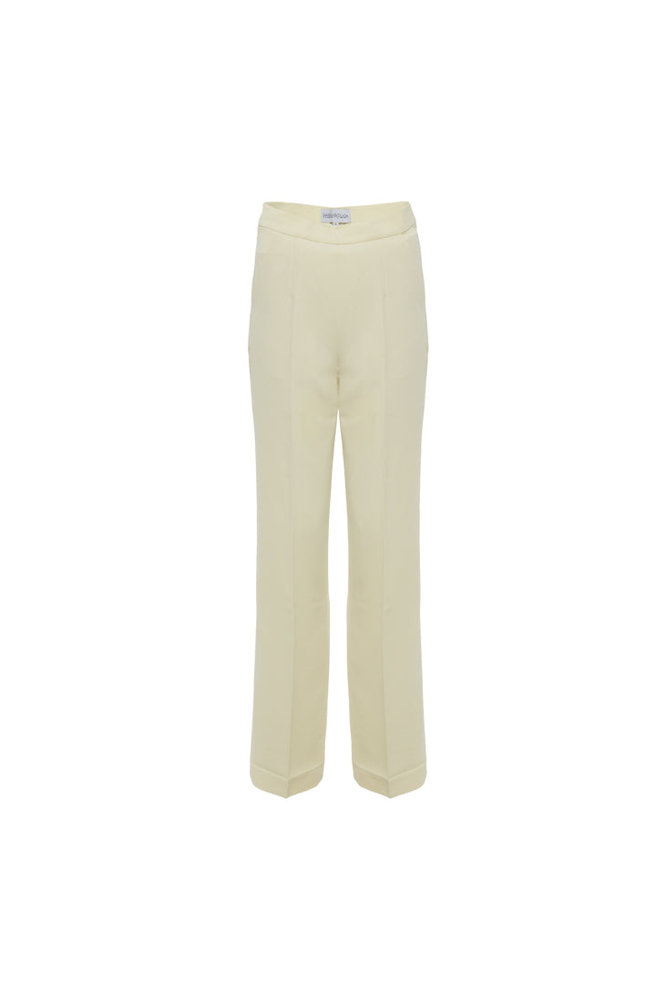 Hassana- High Rise Straight Leg Luxurious Crepe Trouser In Off White