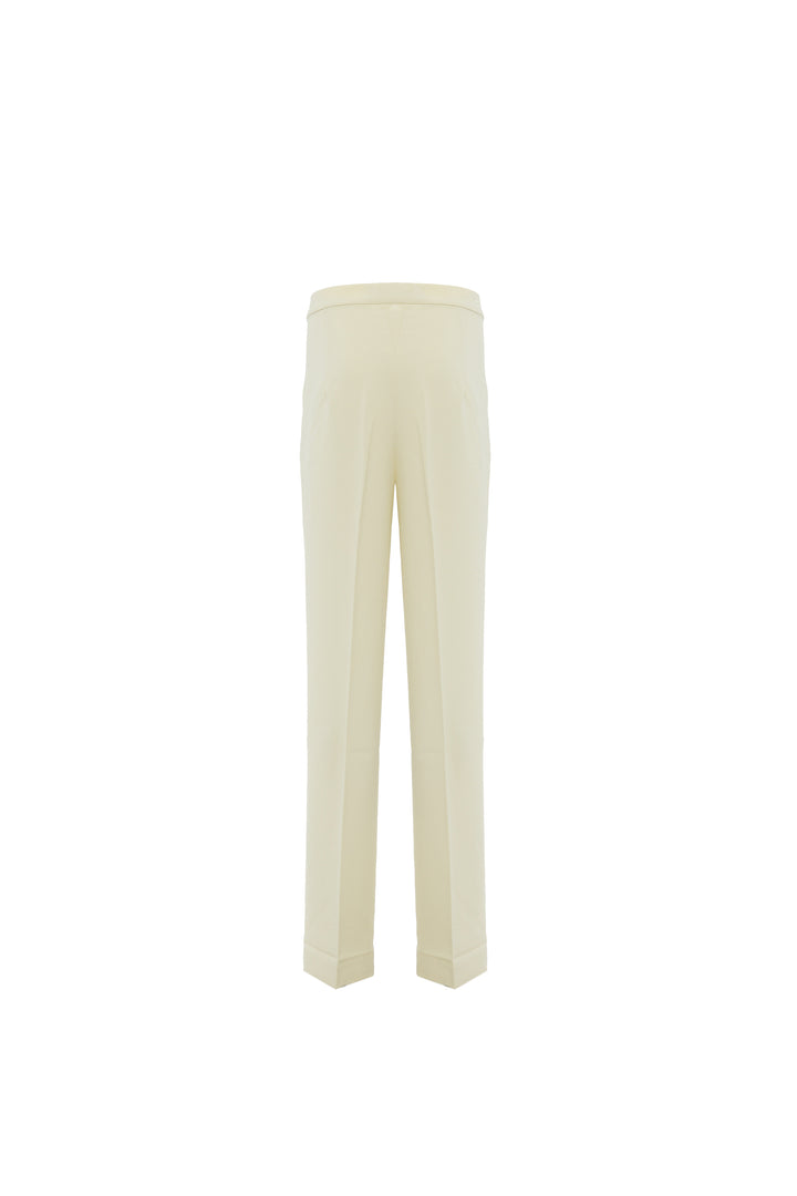 Hassana- High Rise Straight Leg Luxurious Crepe Trouser In Off White